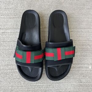Stylish Black and Green Slippers